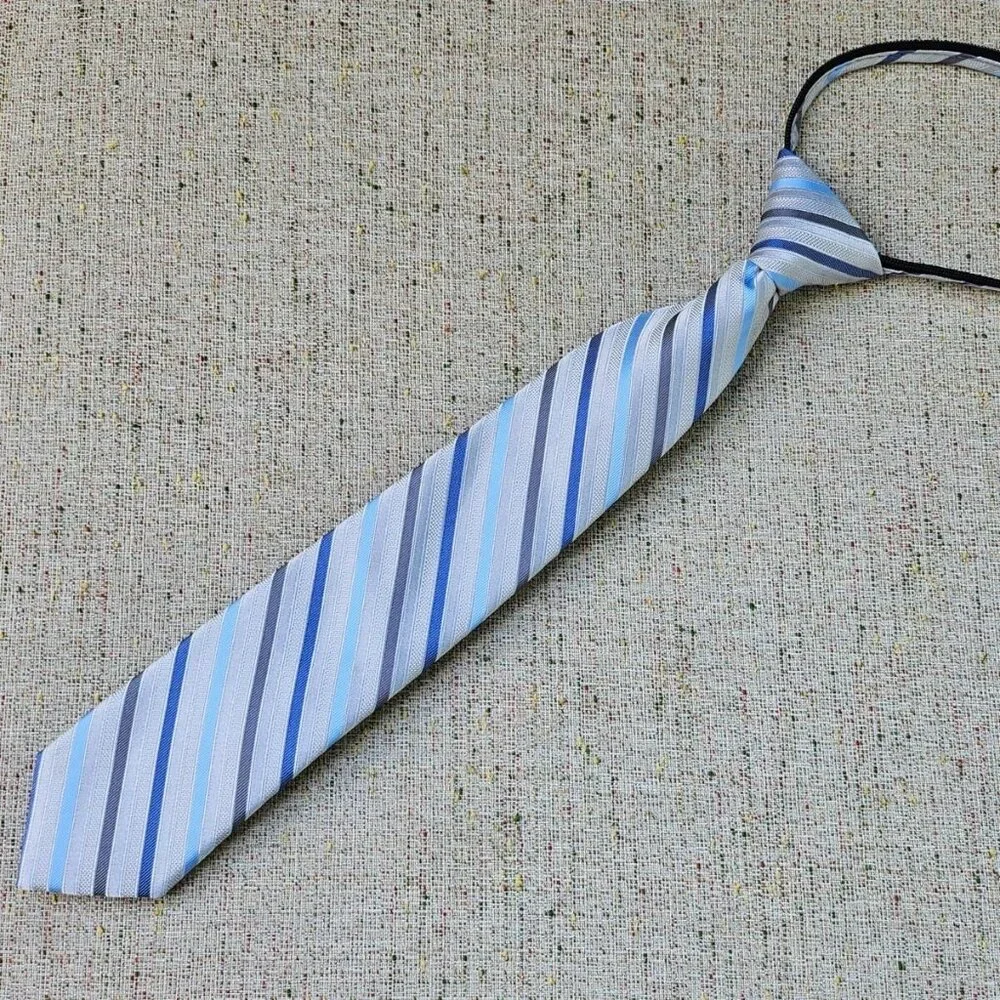 Calvin Klein Kids Boys Tie Pre Tied Zipper Tie Multi Color Striped Necktie Adjus